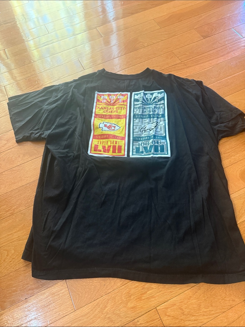 Men's Black Graphic Short Sleeve Tee with Red & Blue Panels